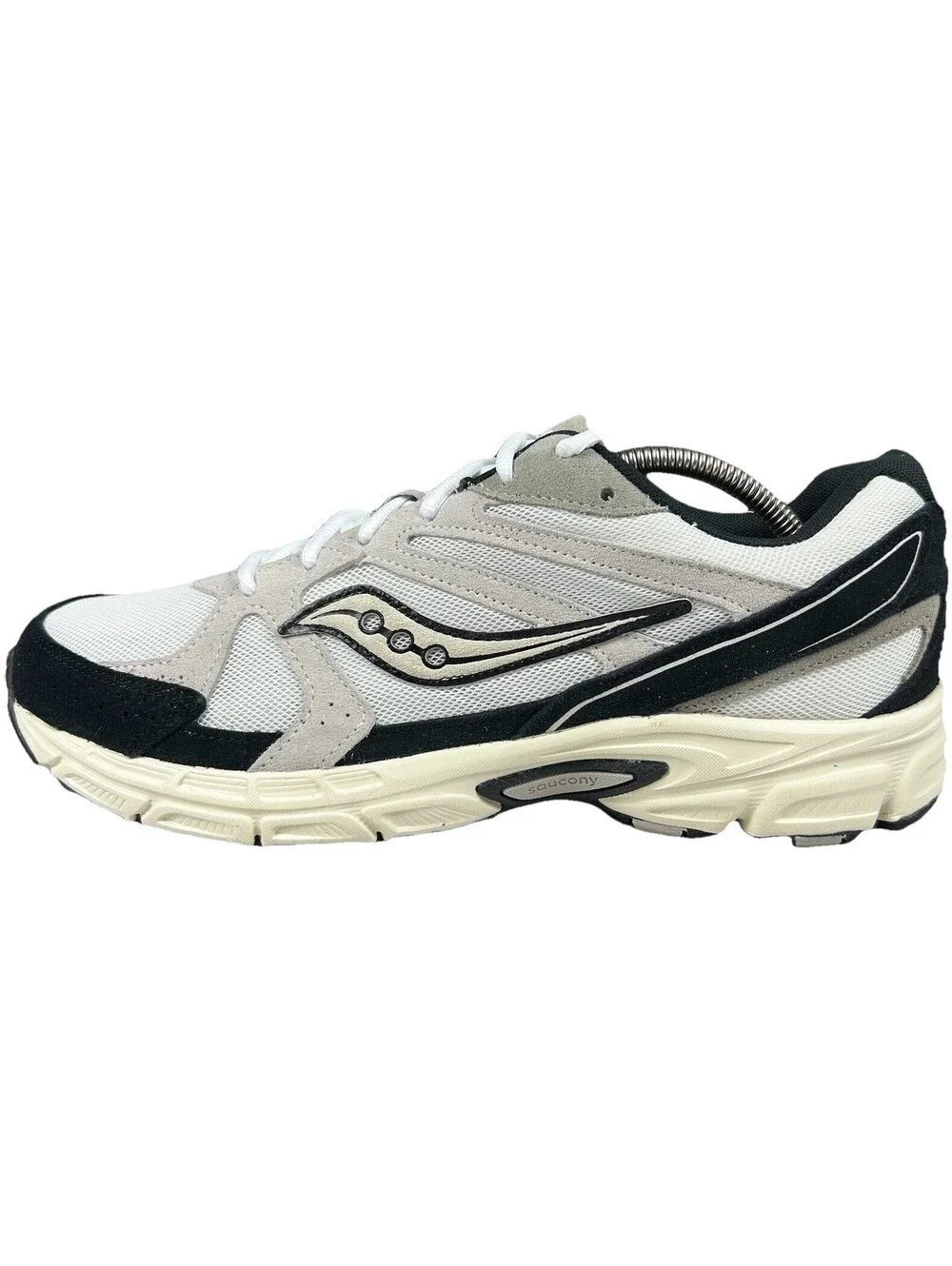 Saucony Ride Millennium Men’s Running Shoes Size 10 White Black Suede Sneakers